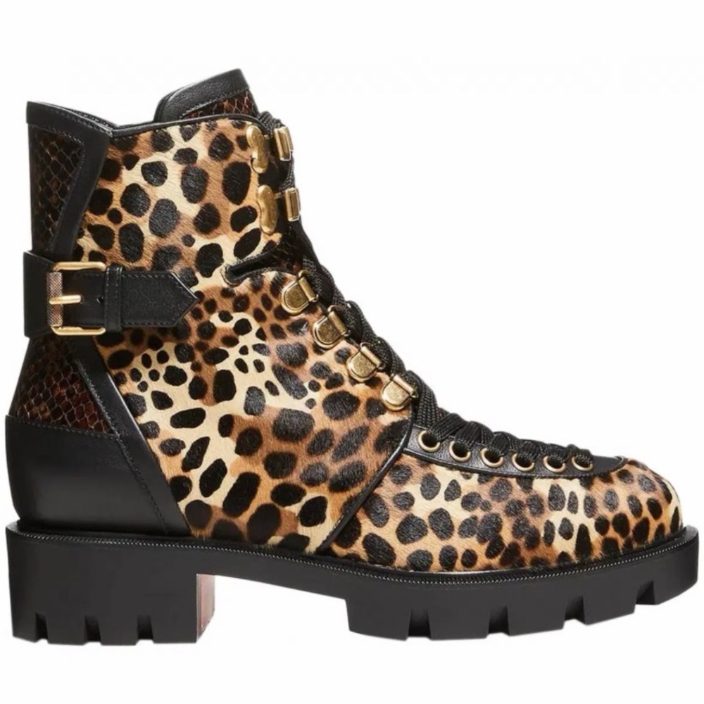 Christian Louboutin Leopard Combat Boots